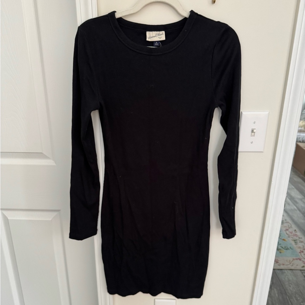 Universal thread black ribbed bodycon dress